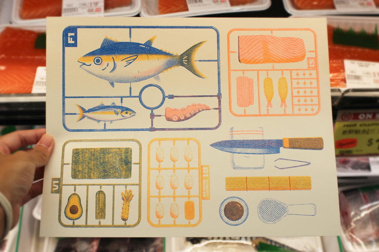 Sushi Model Kit Risograph Print