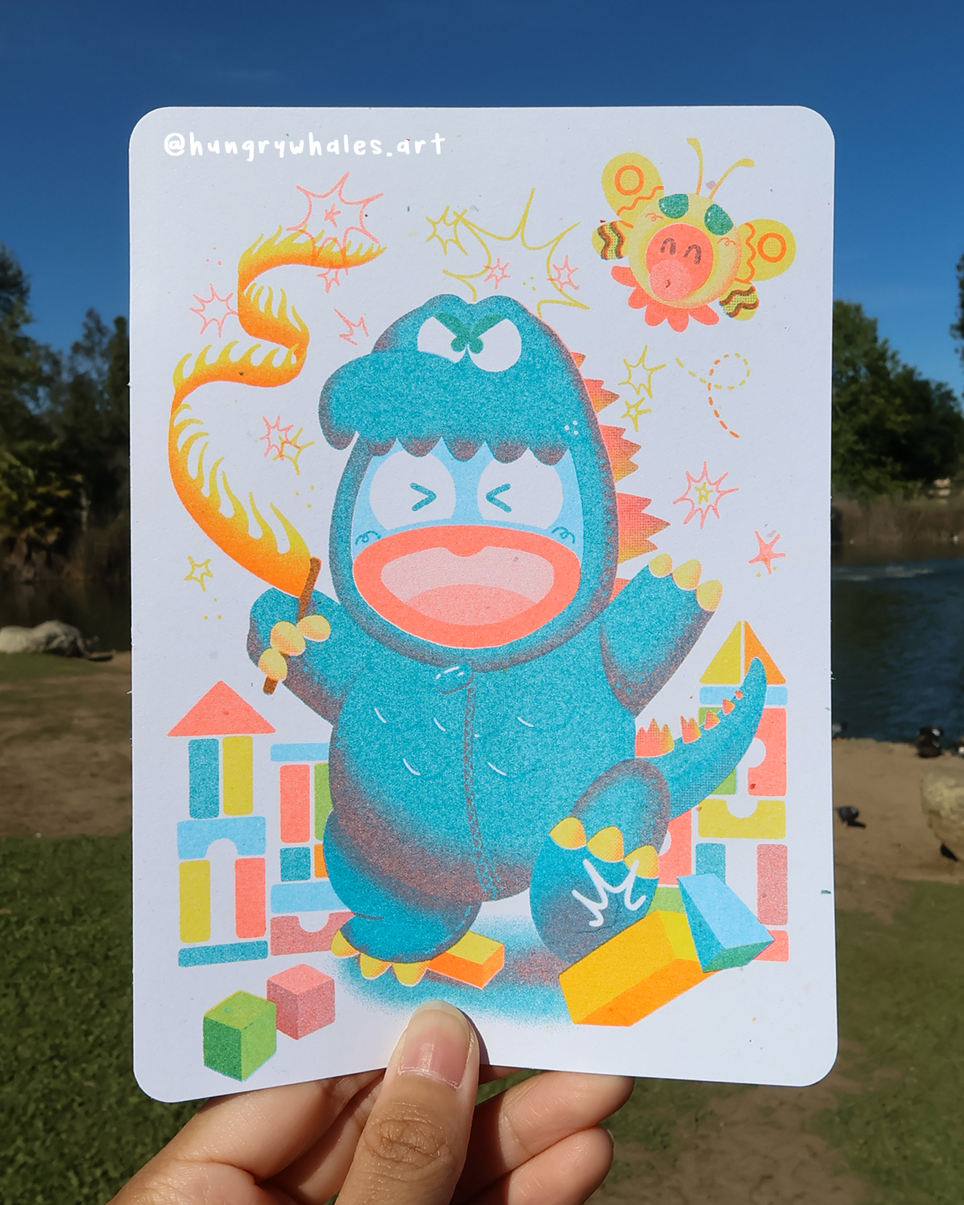 Hangyozilla Risograph Print
