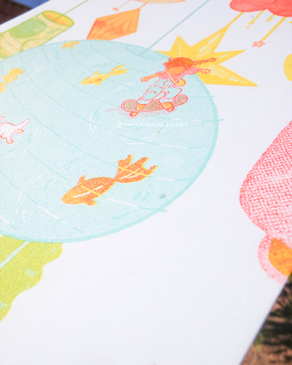 Lanterns Risograph Print