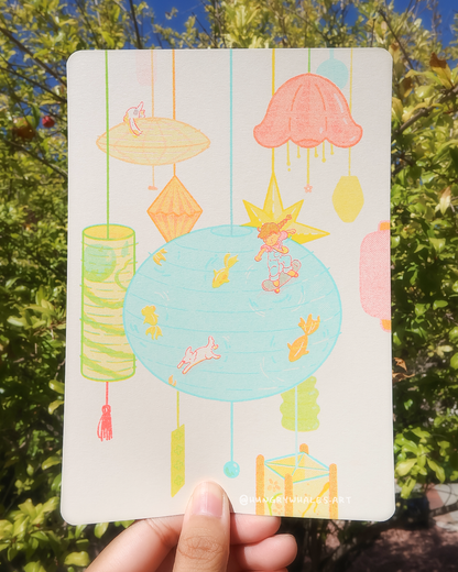 Lanterns Risograph Print