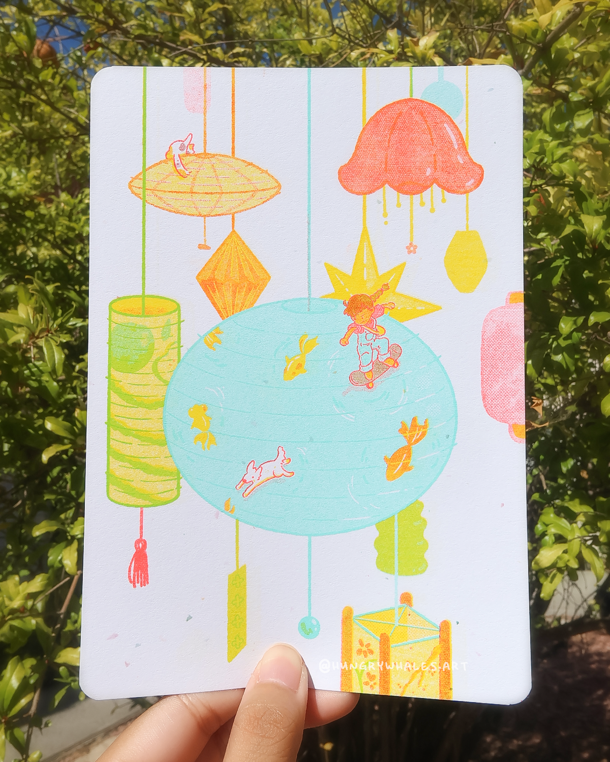 Lanterns Risograph Print
