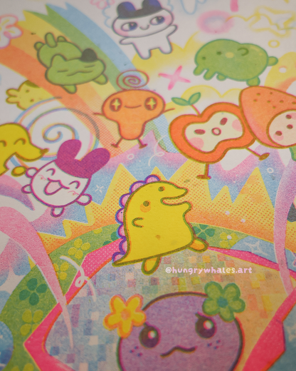 Tamagotchi Risograph Print