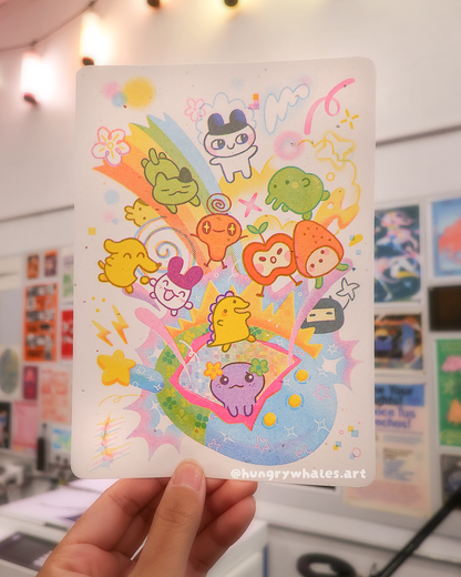 Tamagotchi Risograph Print