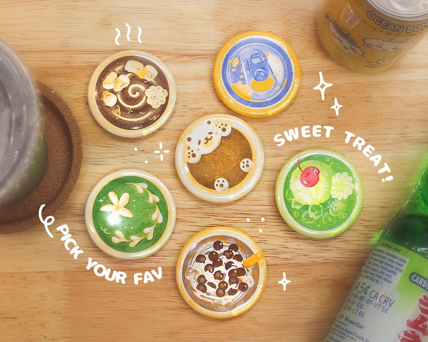 Risograph Drink Buttons